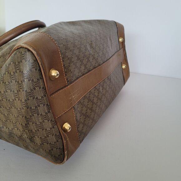 Celine Macadam Vintage Boston Bag Handbag Duffle Large Retro Brown - Picture 13 of 15